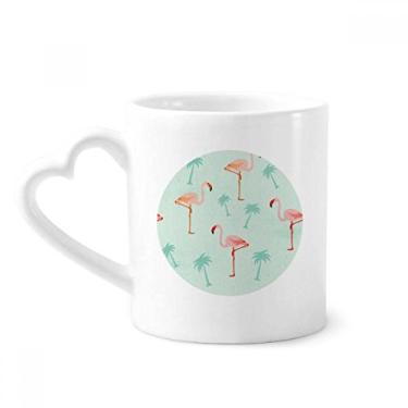 Imagem de Caneca de cerâmica de café com estampa de flamingo, rosa de animal, copo de coração de vidro