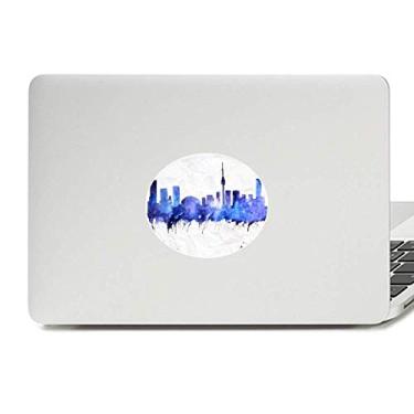 Imagem de Adesivo de notebook com emblema de vinil azul em aquarela da Cidade Marco do Canadá
