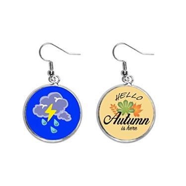 Imagem de Brinco de folha de outono com símbolo de trovão, pingente de orelha