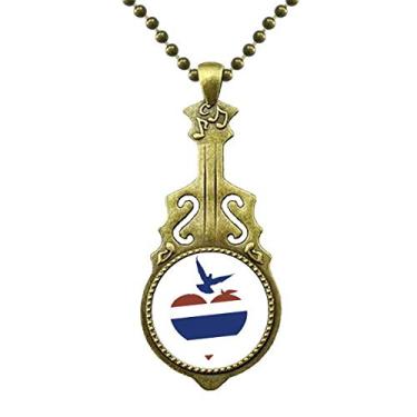 Imagem de DIYthinker Tailândia I Love Tailândia coração gaivota, colar de joias antigas com pingente de música