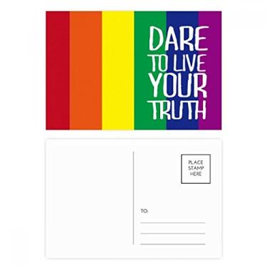 Imagem de Conjunto de cartão postal Live Your Truth LGBT Bandeira do arco-íris Cartão de agradecimento de aniversário, 20 peças