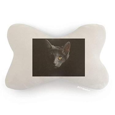 Imagem de DIYthinker Almofada para apoio de cabeça para decoração de pescoço com estampa de gato preto