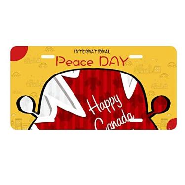 Imagem de Placa de licença com textura de folha de bordo feliz Dia do Canadá 4 de julho, etiqueta para decoração de carro, dia da paz