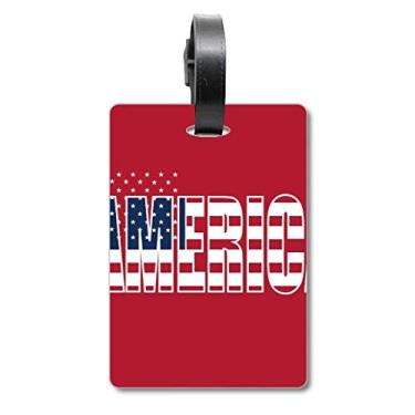 Imagem de Etiqueta de mala com nome da bandeira dos EUA e etiqueta para cartão de bagagem