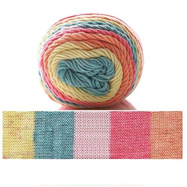 Imagem de Cicilin 4 peças de fio de crochê de 100 g, fio de mistura de algodão confortável, fio de tricô multicolorido, fio de tricô à mão, fio de crochê (cor 38)