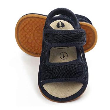 Imagem de Sandálias para meninos bebês meninas premium respirável sola de borracha antiderrapante infantil verão ao ar livre sapatos infantis primeiros passos, A-dk-blue, 3-6 Months Infant