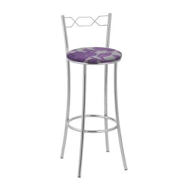 Imagem de Kit 2 Banquetas Cromadas BC51A de Metal e Assento Espuma D15 Treparoni - Roxo