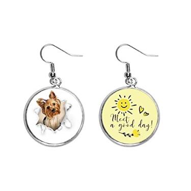 Imagem de Brinco de flor de sol de chihuahua de flor de flor de flor de flor de papel animal, joia moderna