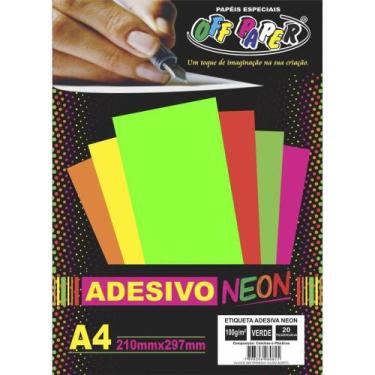 Imagem de Papel A4 Neon Adesivo Verde 100G. Off Paper Cx.C/20