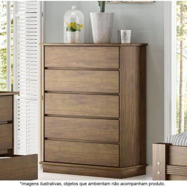 Imagem de Cômoda Para Quarto 5 Gavetas Em Madeira Maciça Orleans Castanho - Straub Web