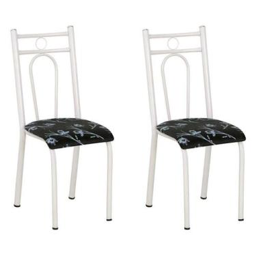 Imagem de Conjunto 2 Cadeiras Hanumam Branco E Preto Flor - Artefamol