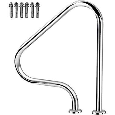 Imagem de Barras de apoio para piscina Corrimão de piscina 304 Corrimão de escada de prata de aço inoxidável, Decoração antiderrapante para casa Corrimão de água de segurança para piscina