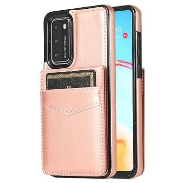 Imagem de Capa de couro flip para huawei p40 p30 mate 40 30 20 pro plus lite carteira cartão forte proteção magnética proteção bolsas de telefone capa, ouro rosa, para huawei mate 20 pro
