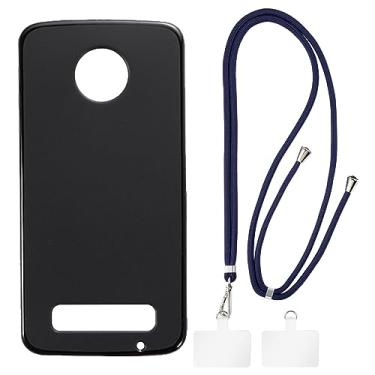 Imagem de Shantime Capa Motorola Moto Z Play + cordões universais para celular, pescoço/alça macia de silicone TPU capa protetora para Motorola Moto Z Play (5,5 polegadas)