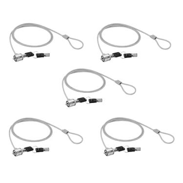 Imagem de Kit 5 Trava De Segurança Notebook Pc Cadeado 2 Chaves Cabo De Aço