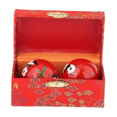 Imagem de #N/a Bolas de massagem de 2 peças, bolas de saúde chinesas com caixa de armazenamento, bolas de baoding compactas para massagem de destreza de para, panda vermelho