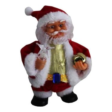 Imagem de Papai Noel Musical Na Guitarra Boneco Enfeite Natal Ppn216 Estrela