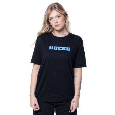 Imagem de Camiseta Feminina T-Shirt Large Hocks Skate Logo Letter Preta 24-228