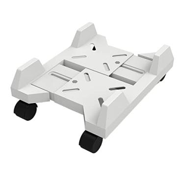 Imagem de Suporte de CPU móvel para CPU, suporte de chão de torre de PC de mesa rolante, suporte de caixa de PC de largura ajustável carrinho com 4 rodas rodízios para a maioria dos jogos PC Tower Stand de PC (Cor: branco)