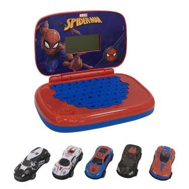 Imagem de Infantil - Kit Spider-Man Laptop Bilingue + 5 Mini Veiculos Pull Back  menino