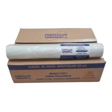 Imagem de Papel Lençol Descartável 50cm x 50m - Cx10 Rolos Para Maca Hospitalar Estética Massagem Manicure Tattoo