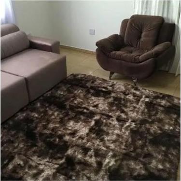 Imagem de Tapete Macio Felpudo Marrom Escuro Mesclado 1,50 X 1,00M