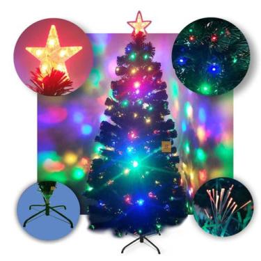 Imagem de Árvore De Natal Led Fibra Ótica Colorido 180cm Luzes Bivolt - Multiart