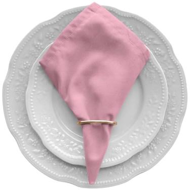 Imagem de Kit 6 Guardanapos de Mesa Posta 30cm X 30cm Com Anéis Tecido Percal 180 Fios (Rosa)