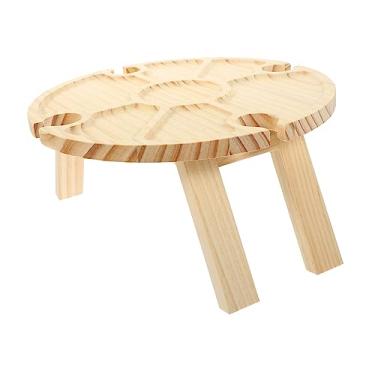 Imagem de BESPORTBLE mesa de vinho dobrável mesas de piquenique dobráveis ​​para exteriores mesa de piquenique na praia porta-licores cremalheira do vinho mesa portátil mesa de madeira ao ar livre