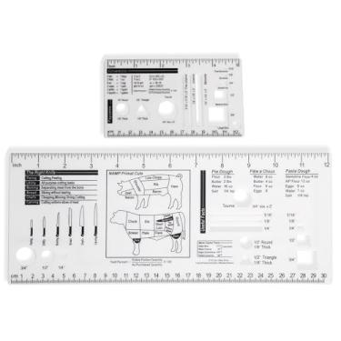 Imagem de UPTTHOW Régua culinária modelo de referência de corte acrílico medida de cozimento para alimentos ferramenta de cozinha essencial com temperatura de peso tabela de conversão de cozimento para