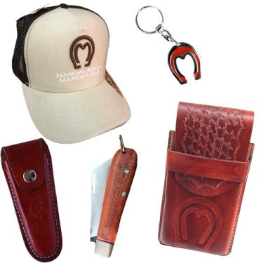 Imagem de Kit Country Bone Capa de Celular Bainha Canivete e Chaveiro (havana)