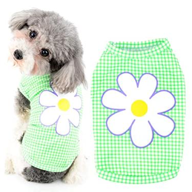 Imagem de Ranphy Camisa de cachorro para roupas de cachorro pequeno malha regata colete de gato camiseta macia cachorro roupas impressas florais sem mangas camisetas respirável pulôver primavera verão vestuário