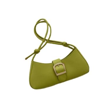 Imagem de KoeLaP Bolsa de ombro feminina cor sólida bolsa pequena verão 2023 bolsa transversal textura ombro bolsa axila, Verde