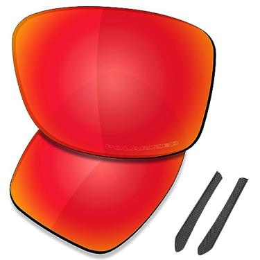 Imagem de SAUCER Lentes de substituição premium para óculos de sol Oakley Jupiter Squared OO9135 High Defense - Vermelho fogo polarizado