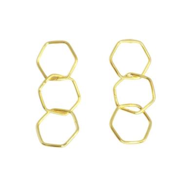 Imagem de Brinco Hexágono - Banhado em Ouro 18k