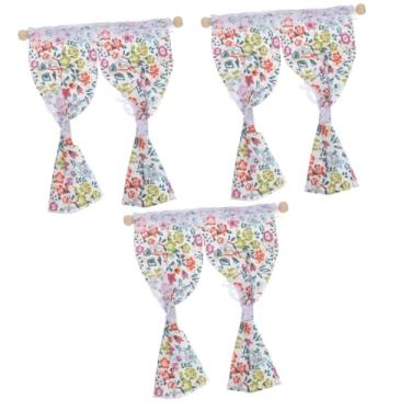 Imagem de Vaguelly 3 Pecas cortinas de casa de bonecas green enfeites decorativos miniaturas de casas de bonecas acessórios de janela de mini casa cortinas de janela Casa minúscula mini cortina bebê