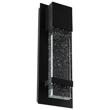 Imagem de Sunlite Arandela de parede LED, moldura de metal preto com painel de vidro de efeito gota de chuva, 12 cm de largura, 5000K super branco, interno e externo, compatível com ADA