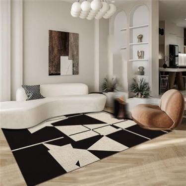 Imagem de Sala de estar tapete completo listrado preto e branco sofá mesa café quarto tapete decorativo, 06,1400mm x 2000mm