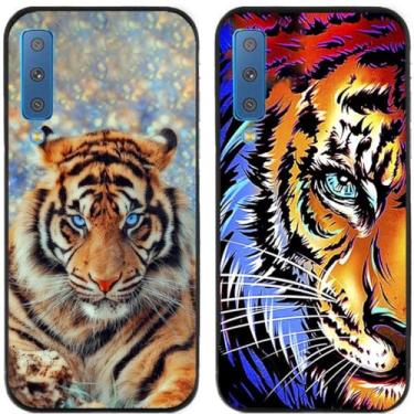 Imagem de 2 peças Tiger King impresso TPU gel silicone capa de telefone traseira para Samsung Galaxy (Galaxy A7 2018)