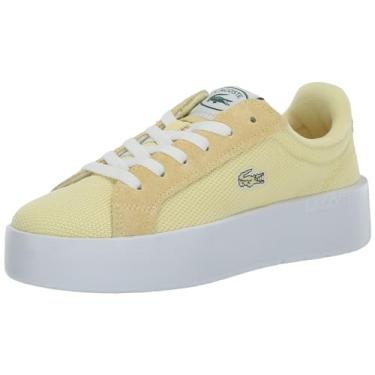 Imagem de Lacoste Tênis feminino de couro plataforma Carnaby, Ylw/Wht, 38