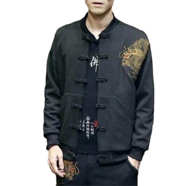 Imagem de GaoLeAve Casaco bomber bordado dragão masculino masculino jaquetas masculinas jaquetas masculinas, Jaqueta preta 1, G