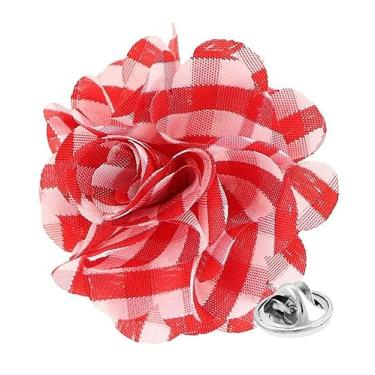 Imagem de Vittorio Vico Broche de lapela de flor xadrez formal masculino premium - Boutonniere para homens, broche de flor, 2.5" (6.36CM), Poliéster, Não aplicável