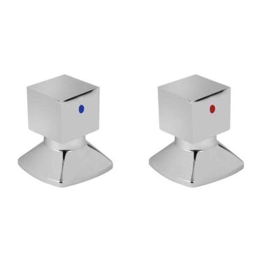 Imagem de Kit com 2 Acabamentos Para Registro C46 Água Quente/Fria Premium KU4246 Ducon Metais Cromado