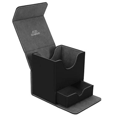 Imagem de AEGIS GUARDIAN Premium Card Deck Box com 1 bandeja MTG Commander Deck TCG Deck Game Box Fit 100+ cartas com mangas baralho baralho para TCG Couro sem PVC, preto