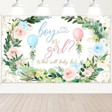 Imagem de Lecheme Gênero ou menina revelar pano de fundo vegetação faixa de revelação de gênero revela gênero fotografia fundo balões florais decoração revelação de gênero adereços de cabine de fotos