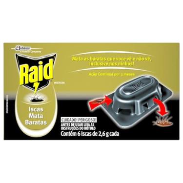 Imagem de Raid Inseticida Iscas Mata Barata, Proteção Contra Barata por até 3 meses, 6 Unidades de 2,6g