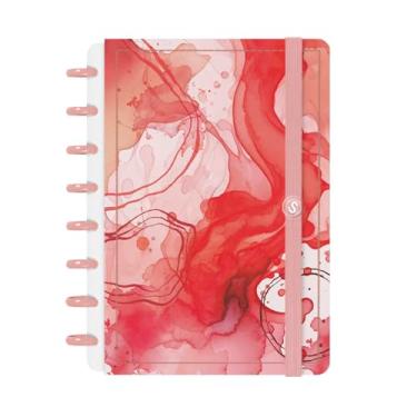 Imagem de Caderno de Disco ISCOOL Inteligente Lírico Abstrato Aquarela Vermelho P