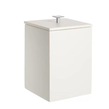 Imagem de Lixeira Quadrada 5,5L Em Resina Branco - Cromado