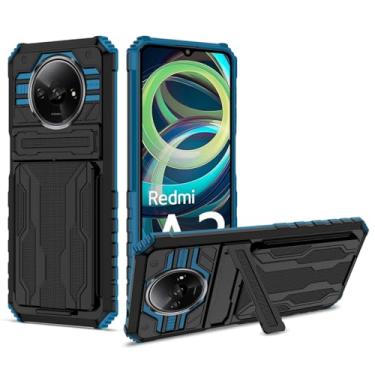 Imagem de Zoeirc Capa para Xiaomi Redmi A3, capa carteira 23129RN51X com suporte para cartão destacável, suporte resistente, à prova de choque, capa protetora para celular para Xiaomi Redmi A3 azul