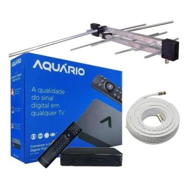 Imagem de Kit Conversor Digital Hd Antena Externa de Uhf e Cabo - AQUÁRIO